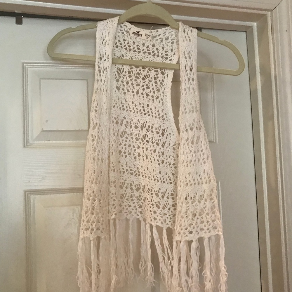 White Knit Crochet Cardigan